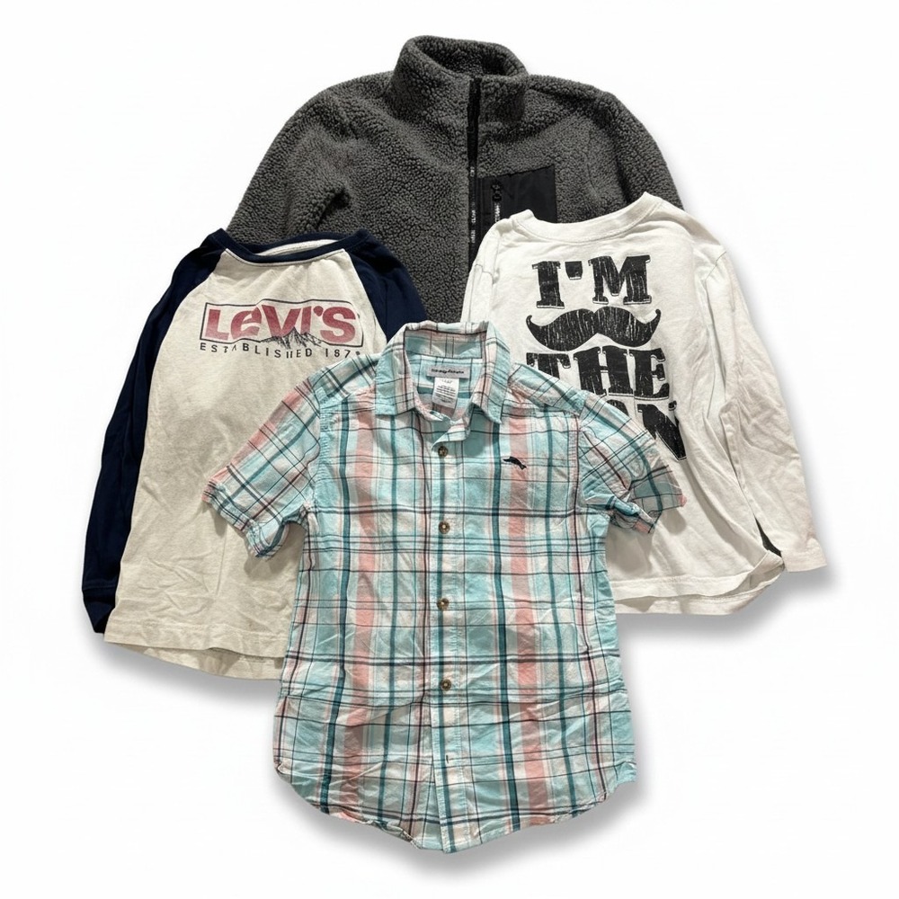 Levi's Tommy Bahama Boys M 7-8 Clothing Lot Fleece Jacket Shirts Casual Preppy